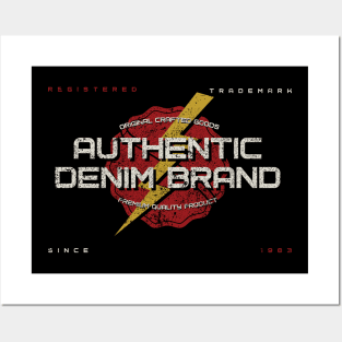 Authentic denim Brand Vintage Varsity typography Posters and Art